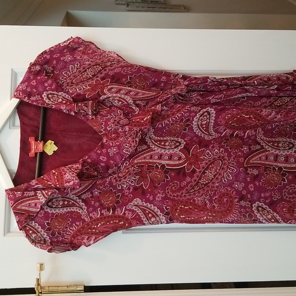 Sundance Red and Pink Silk Paisley Maxi Dress, Size 8 Petite, $35 - Picture 3 of 13